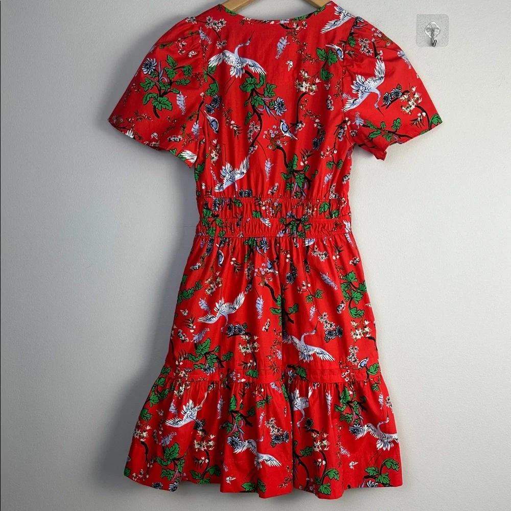 NEW Anthropologie Somerset Mini Cotton Dress Red Bird Floral Print Pockets XXS - Picture 10 of 16